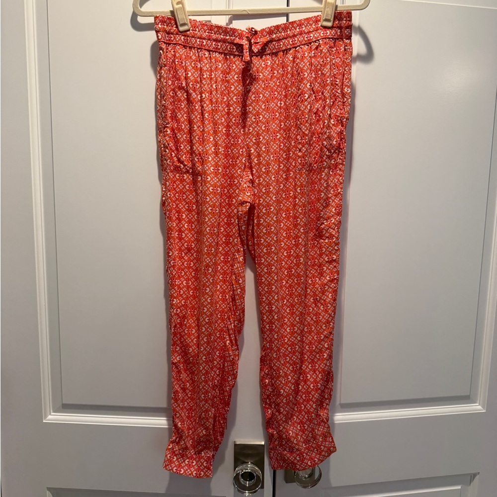 Orange Patterned Flowy Pants